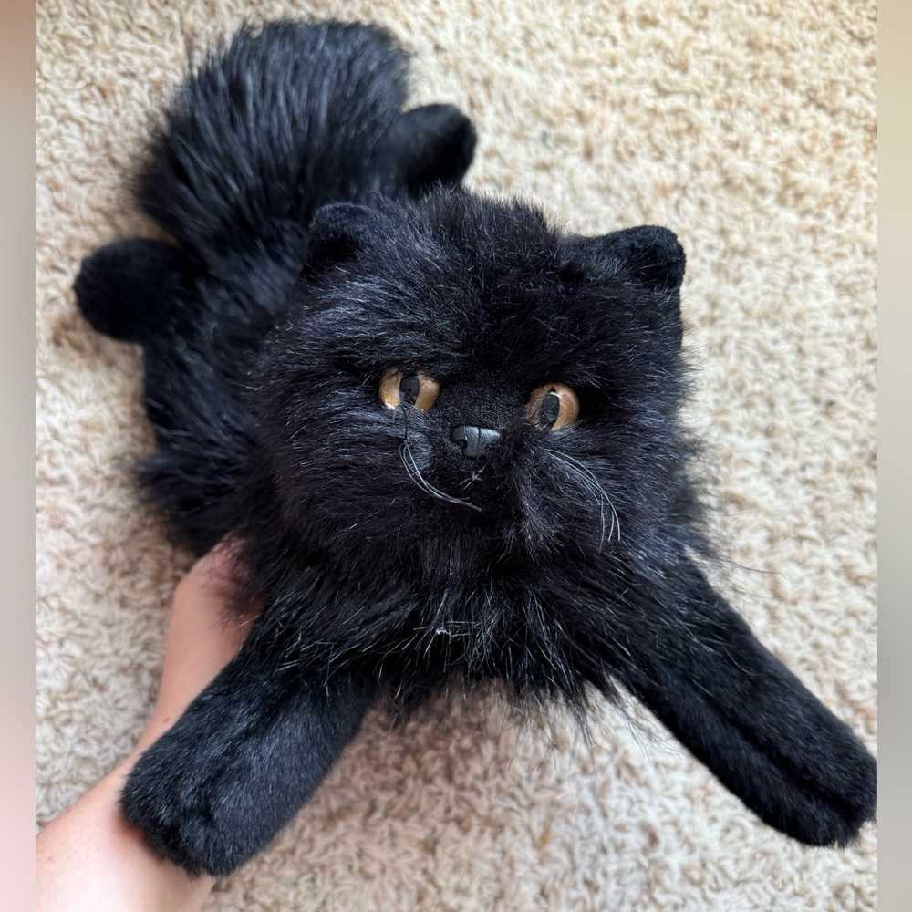 Vintage TY Onyx Black Cat Plush Persian Realistic Stuffed Animal - Picture 6 of 10
